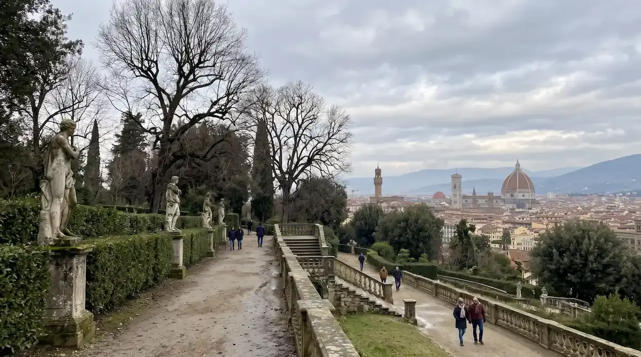 Paths of the Boboli Gardens in winter