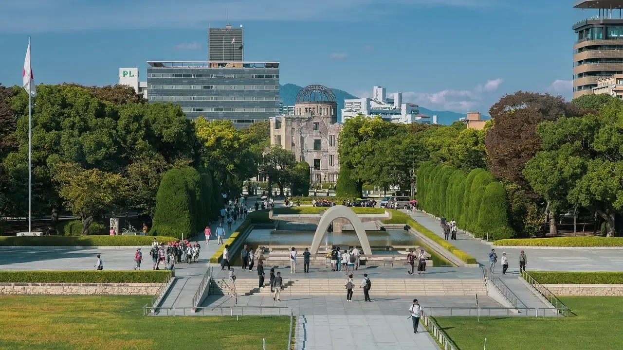The central avenue of the Peace Memorial Park in Hiroshima