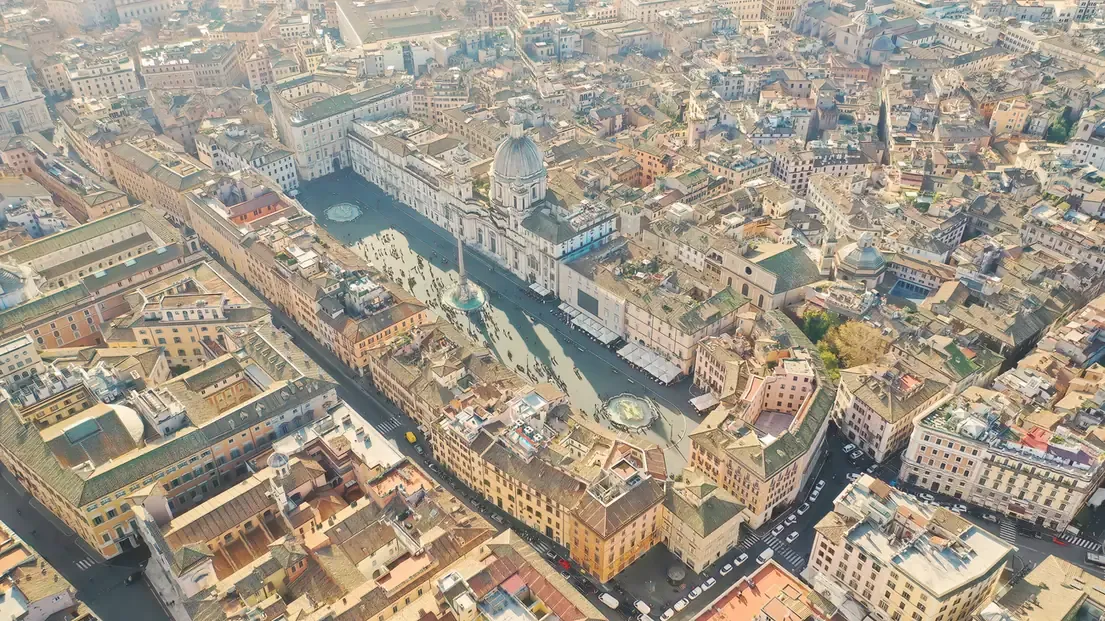 Aerial view of Piazza Navona in Rome