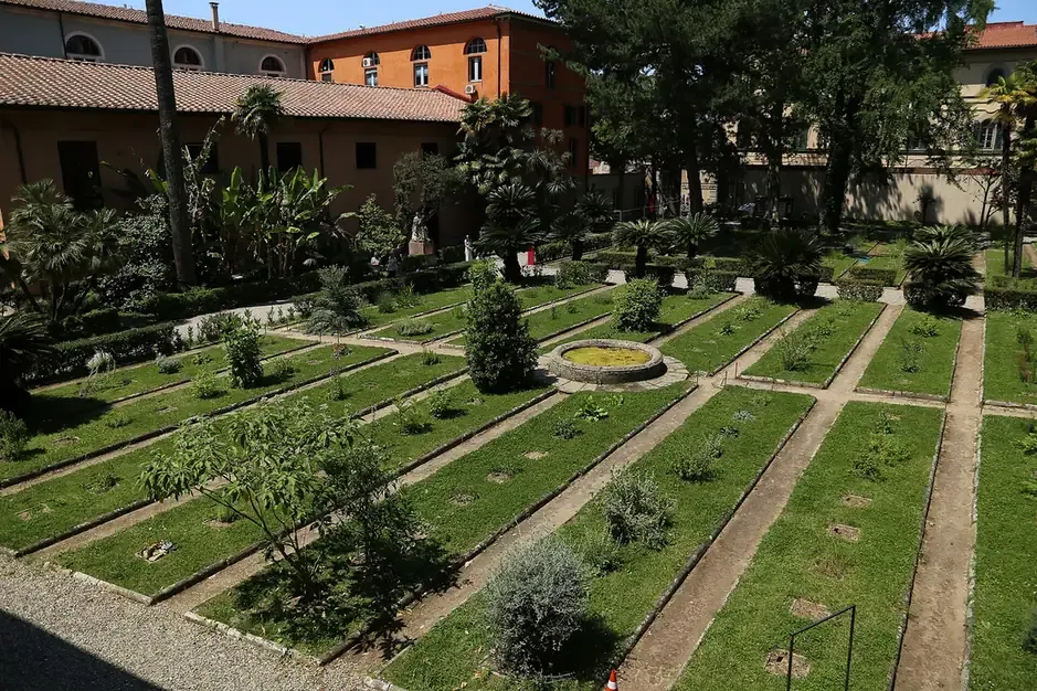 The geometric flowerbeds of the historic botanical school in the Orto Botanico of Pisa