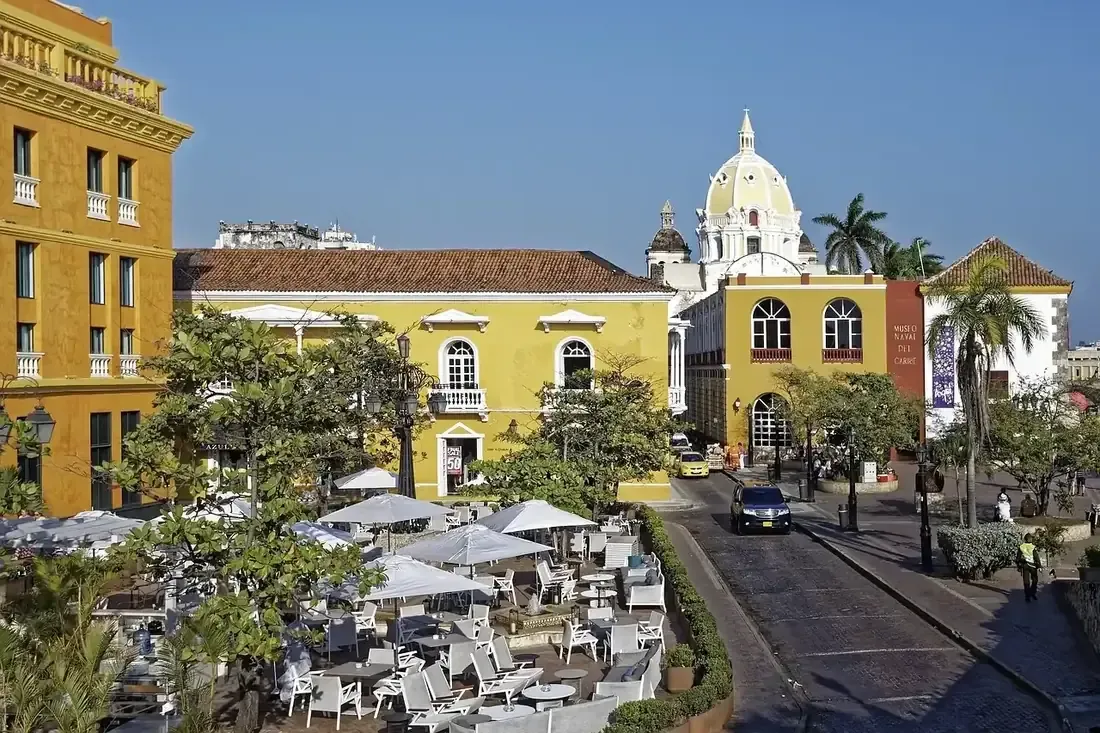 The square and church of San Pedro Claver in the old town of Cartagena