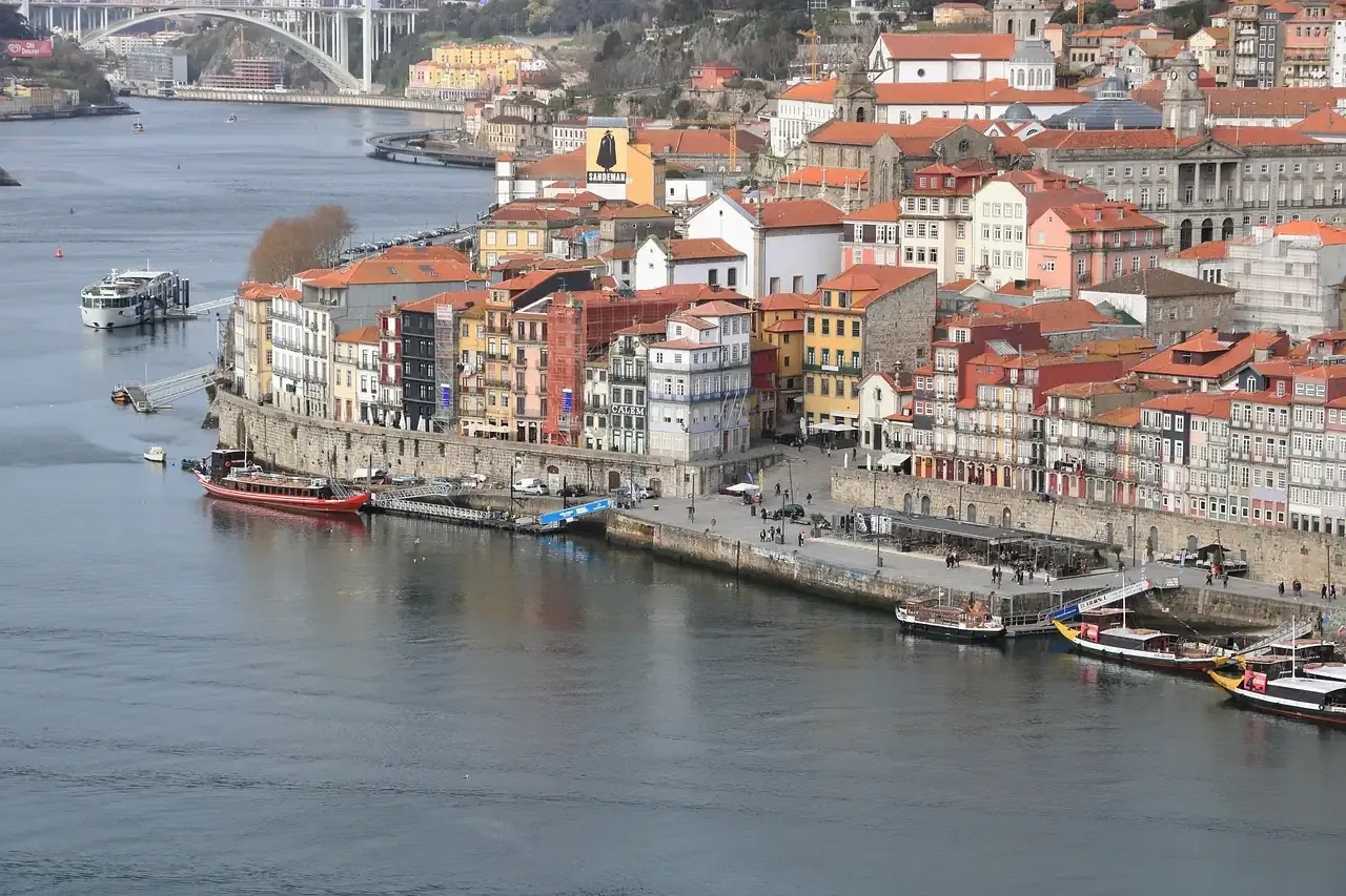 The Ribeira riverfront and rabelo boats on the Douro in Porto