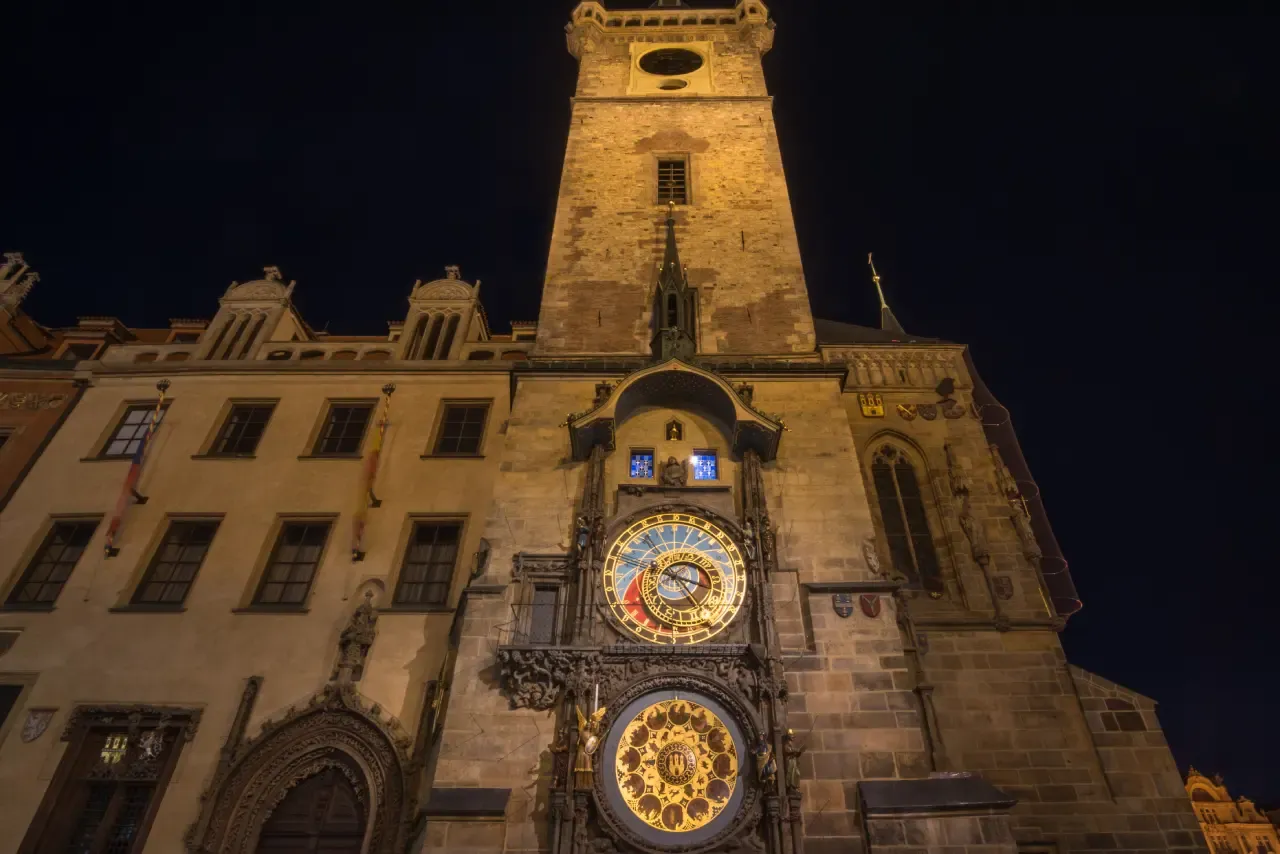 Prague Astronomical Clock at night
