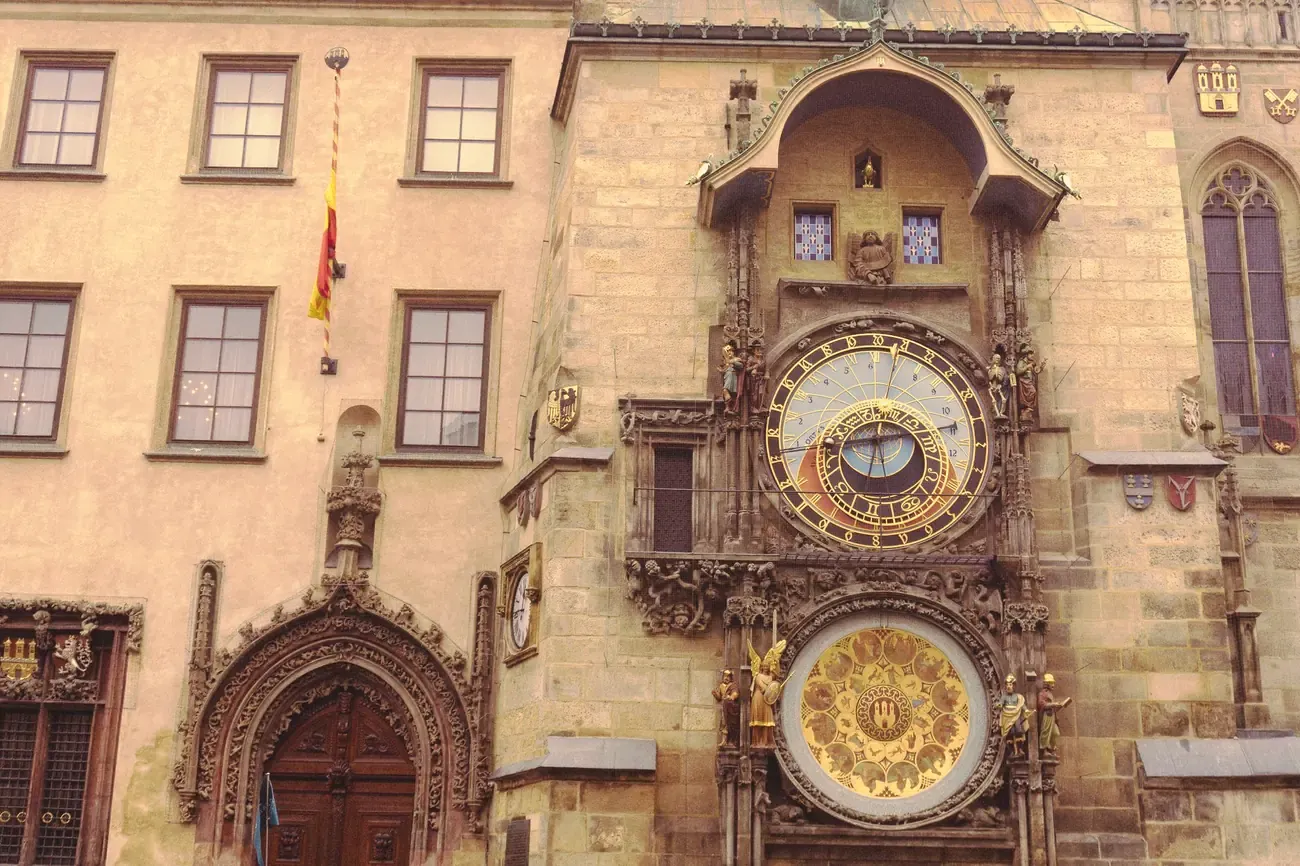 The astronomical clock on the wall of the Old Town Hall in Prague