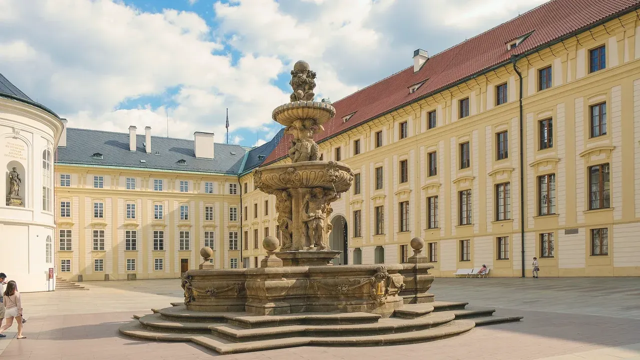 The Kohl Fountain in the second courtyard of Prague Castle