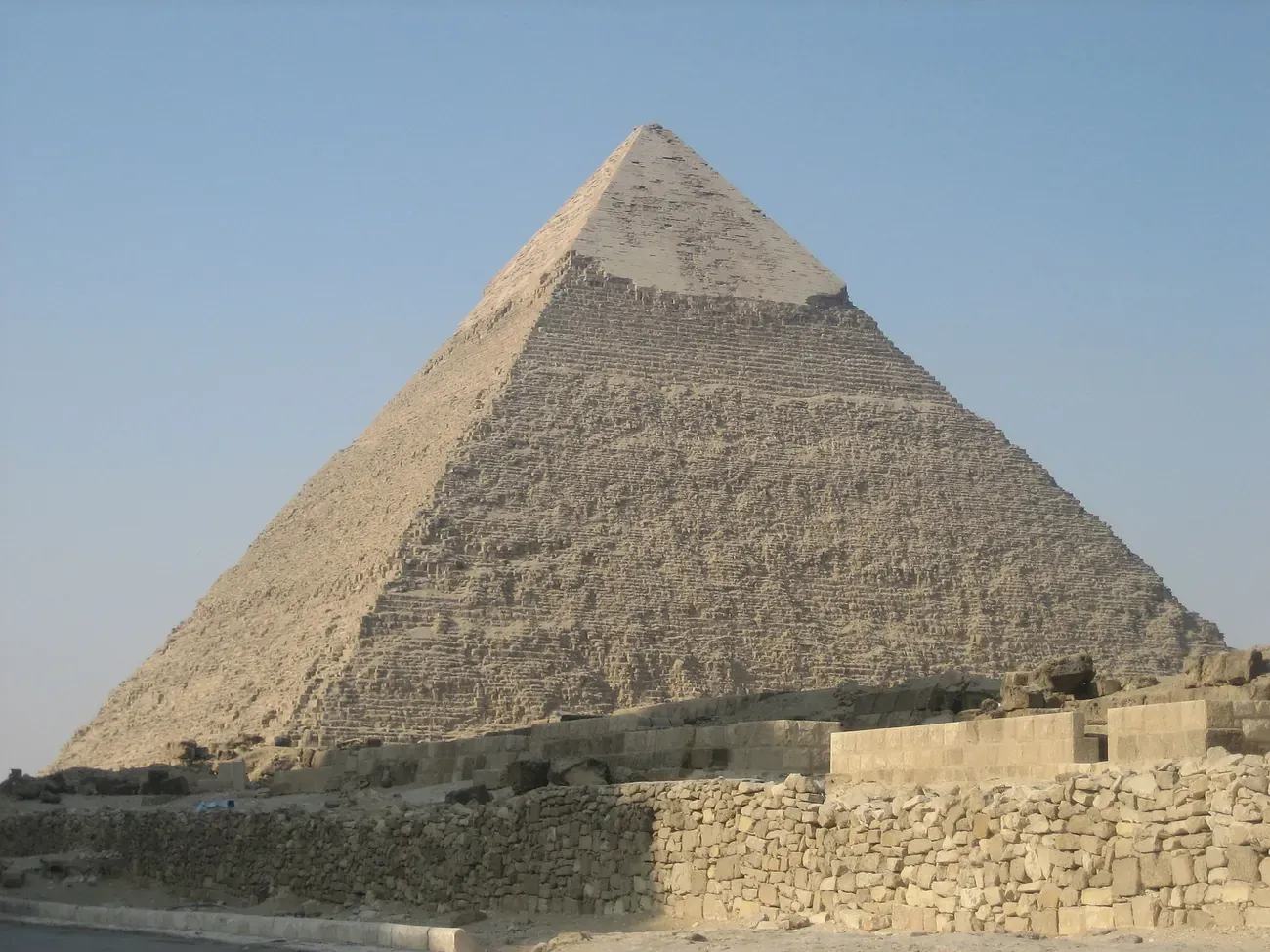 The Pyramid of Khafre with its limestone cap, Giza, Egypt