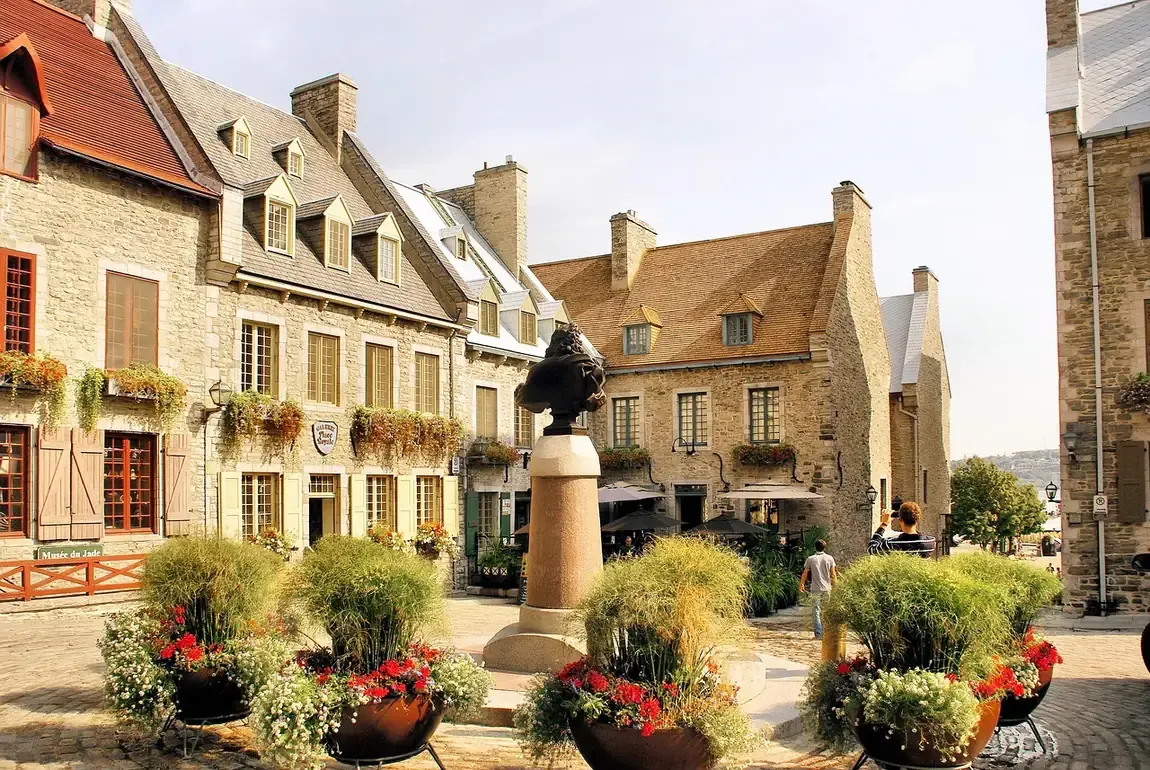 Stone houses around Place Royale in the Lower Town of Old Quebec
