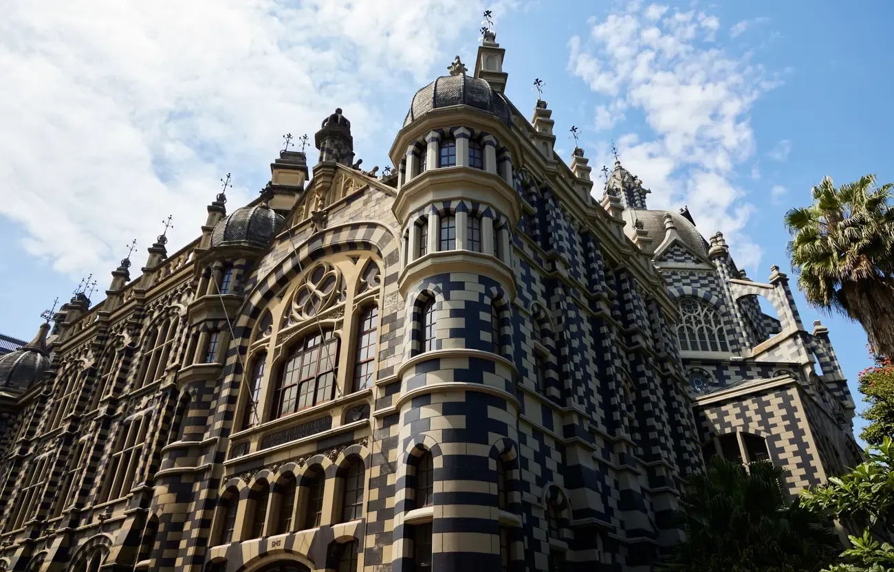 The gothic facade of the Palace of Culture, Medellin