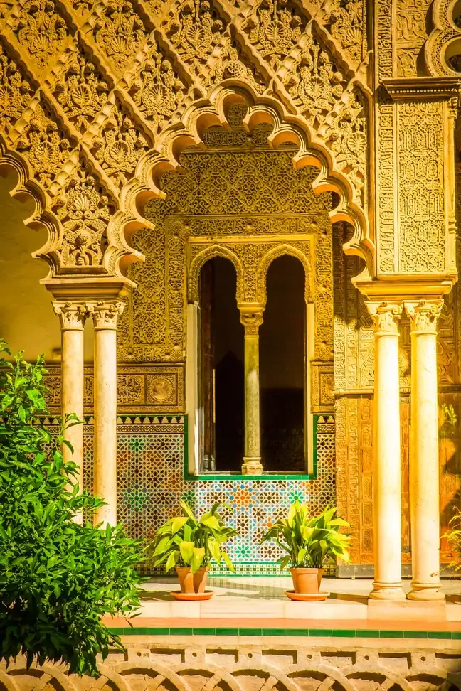 Mudejar arches and tilework at the Real Alcazar, Seville