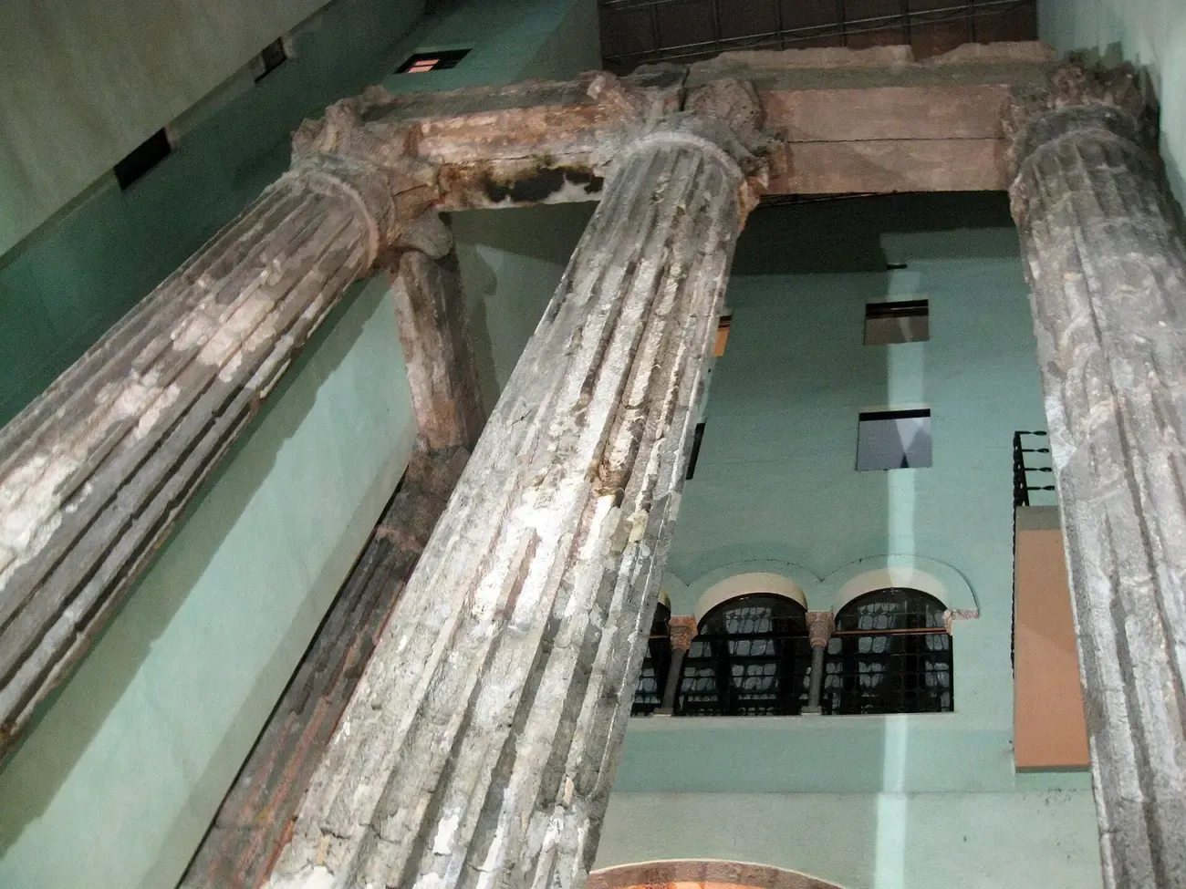 Roman columns of the Temple of Augustus in Barcelona