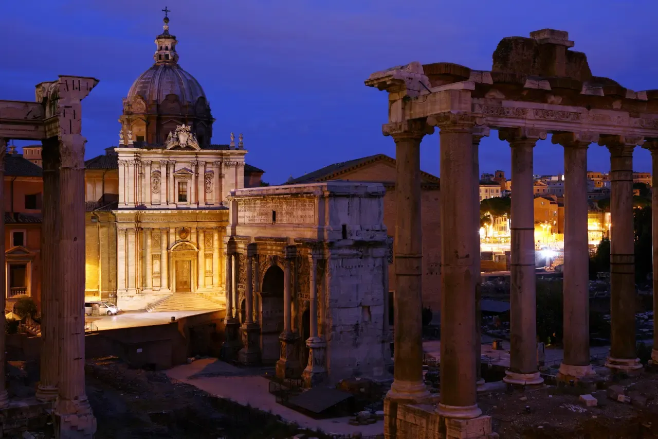 The Roman Forum at night