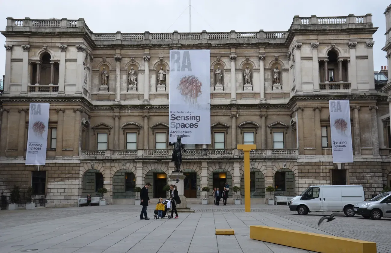 The Annenberg Courtyard and facade of Burlington House, home of the Royal Academy of Arts in London