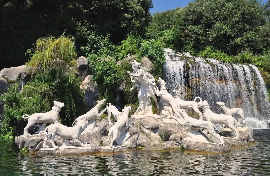 The Diana and Actaeon fountain group in front of the Grand Cascade at the Royal Palace of Caserta