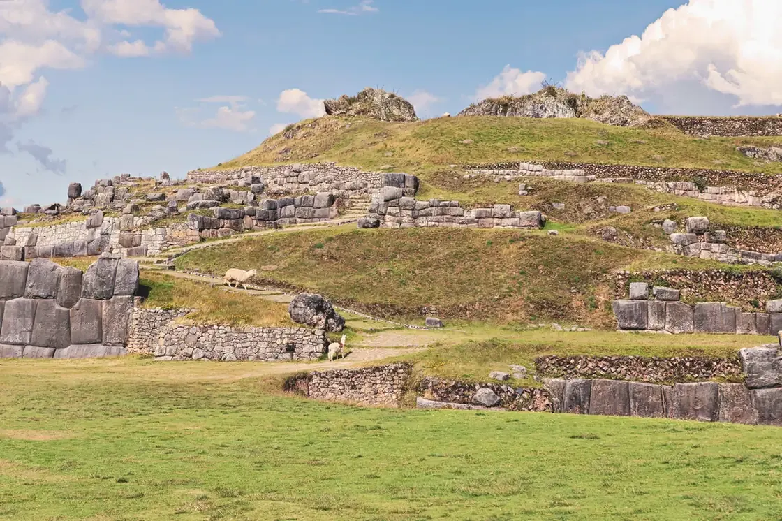 The megalithic zig-zag Inca stone walls of Sacsayhuaman above Cusco, Peru