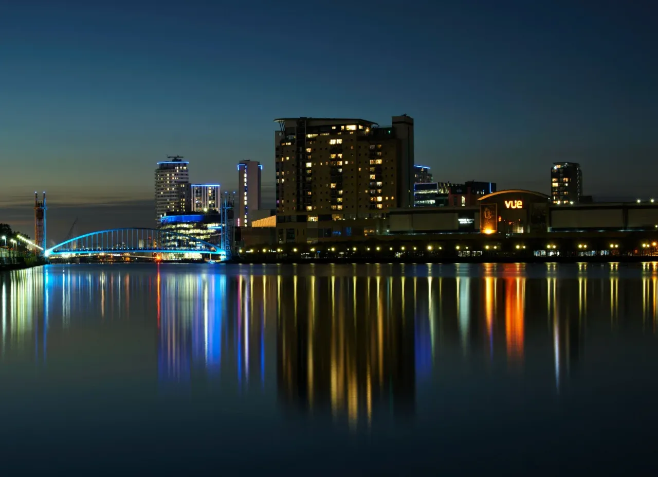Salford Quays at night