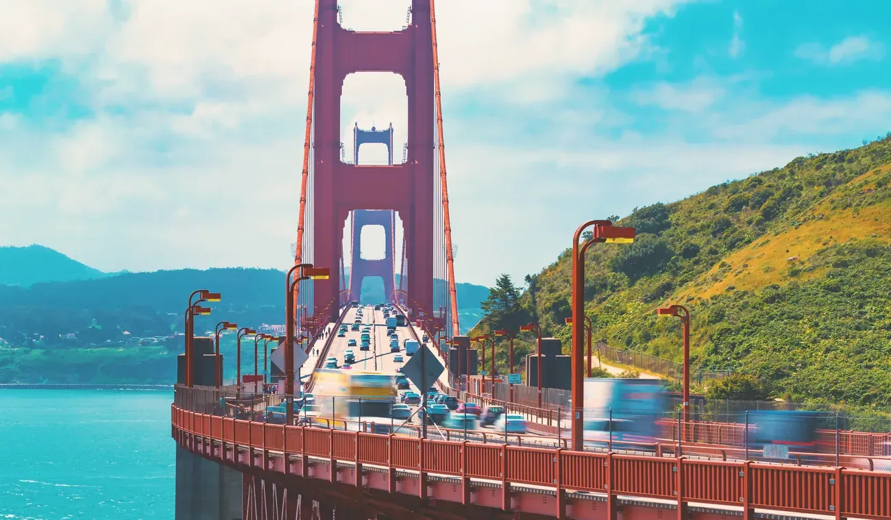 The Golden Gate Bridge seen from the Marin side, San Francisco