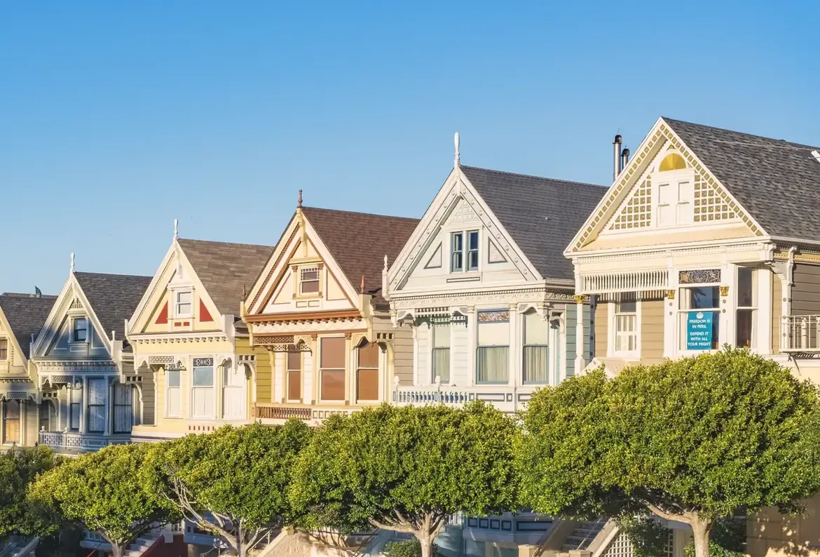 The Painted Ladies Victorian row houses in San Francisco
