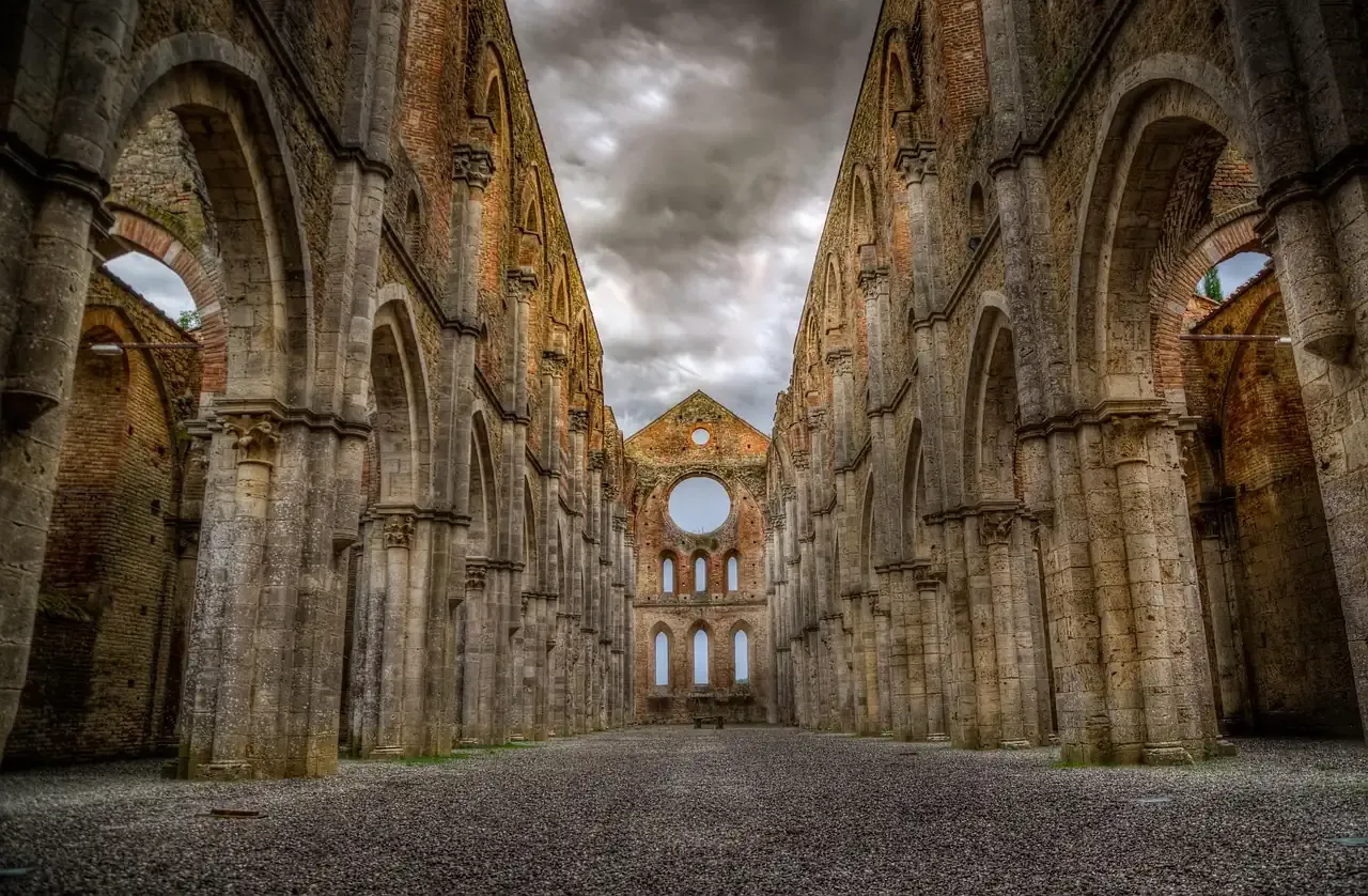 The roofless nave of San Galgano Abbey, Tuscany