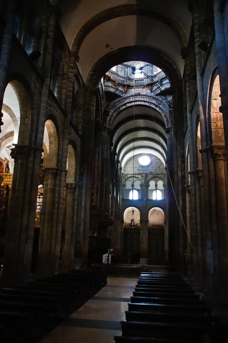 The Romanesque nave of Santiago de Compostela Cathedral