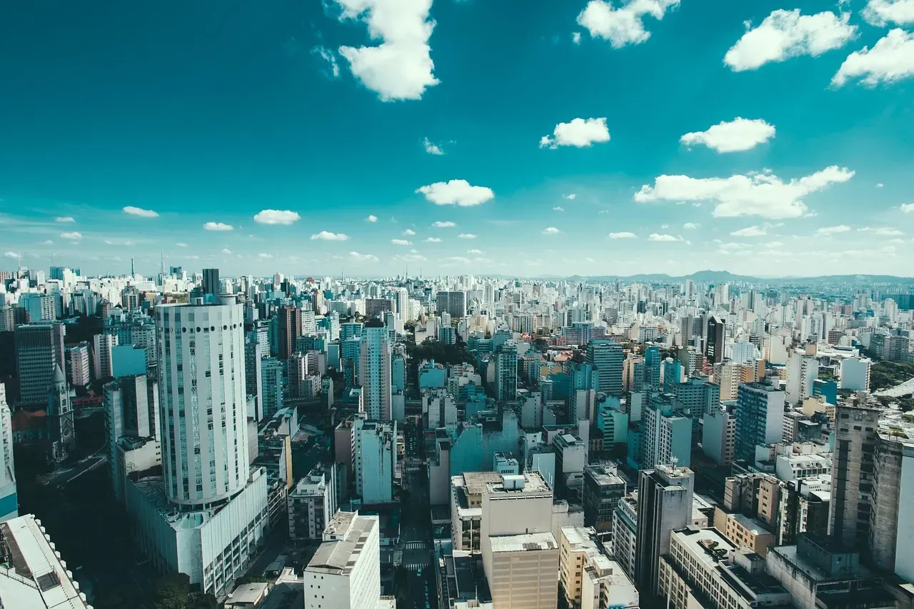 Towers of Sao Paulo stretching to the hills on the horizon