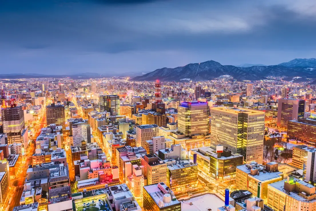 The Sapporo city skyline at twilight, Hokkaido
