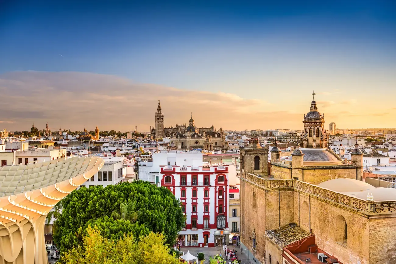 Seville old-quarter skyline with the Giralda and the Metropol Parasol