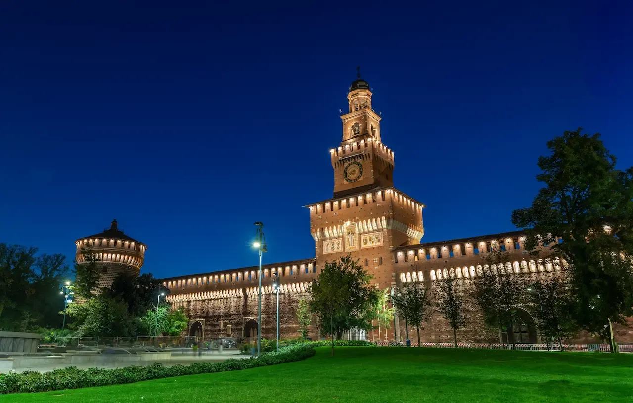 Sforzesco Castle at night