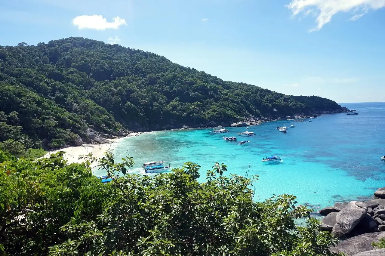 Granite boulders above a bay in the Similan Islands, Phang Nga