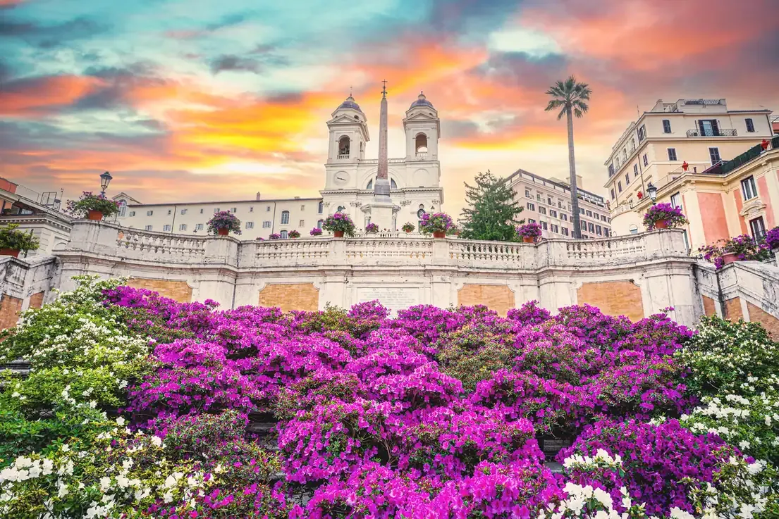 The Spanish Steps in bloom with azaleas in Rome