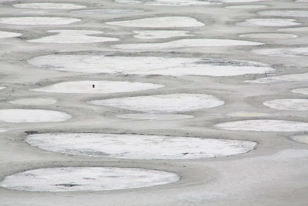 The mineral pools of Spotted Lake near Osoyoos, British Columbia