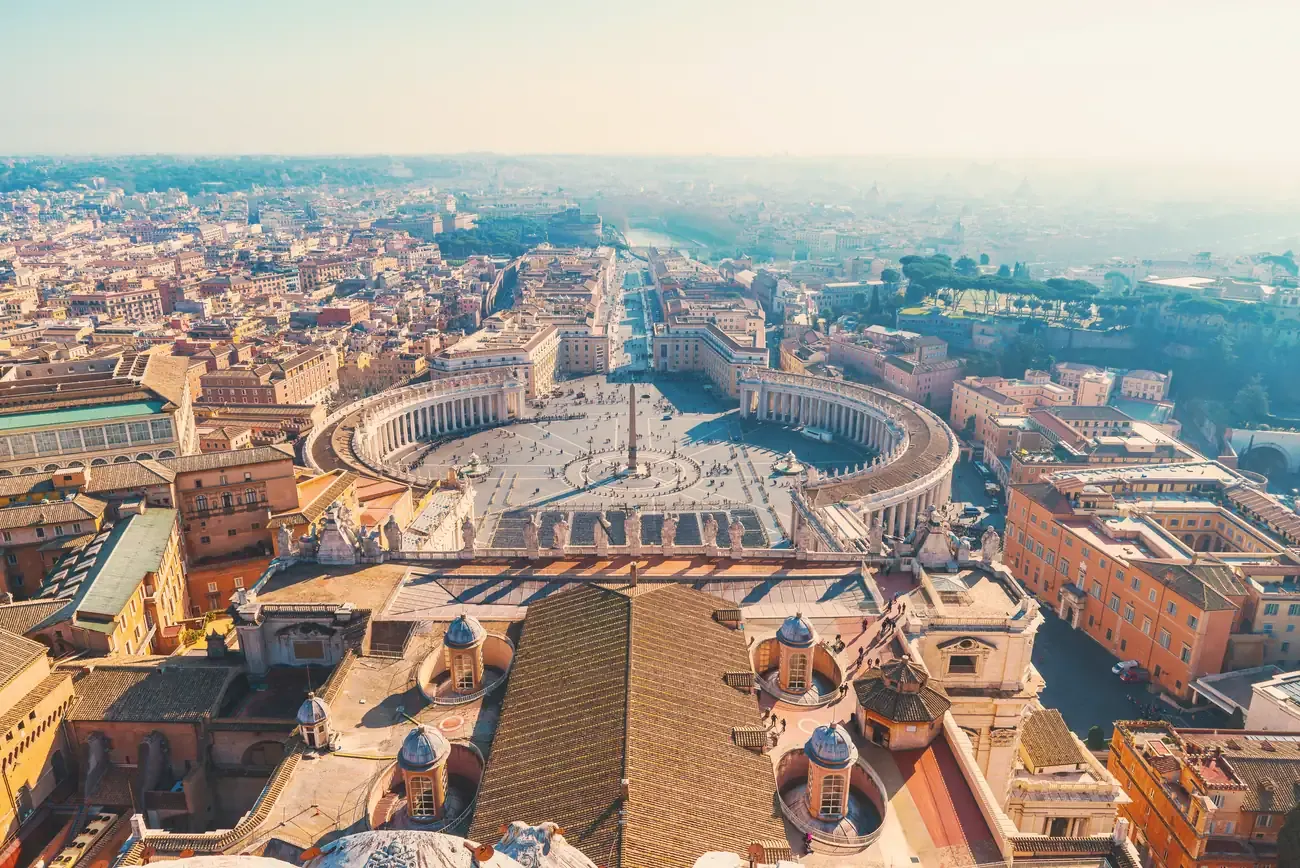 St. Peter's Square seen from the basilica dome in Rome
