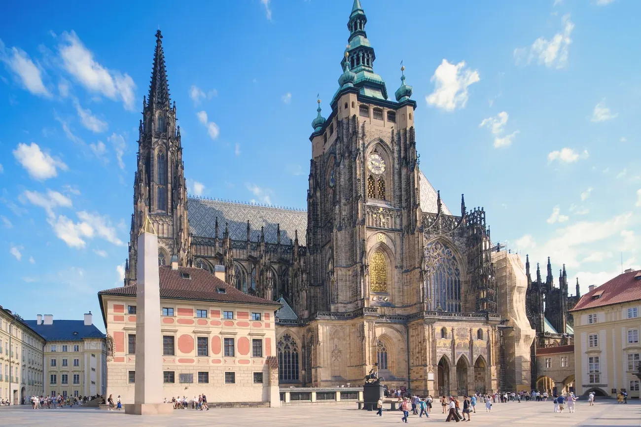 St Vitus Cathedral seen from the third courtyard of Prague Castle