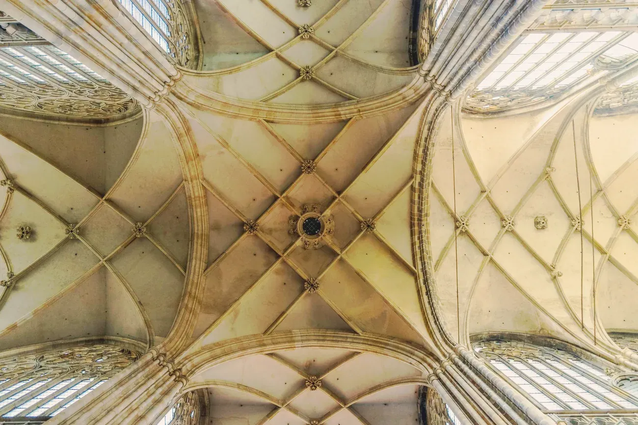 The vaulted ceiling of St Vitus Cathedral