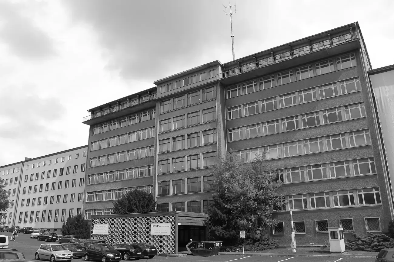 The facade of Haus 1, the former Stasi headquarters that now houses the Stasi Museum in Berlin
