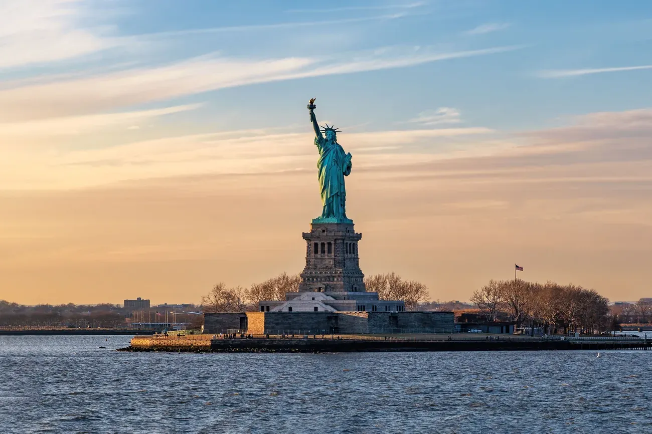 The Statue of Liberty at golden hour, New York