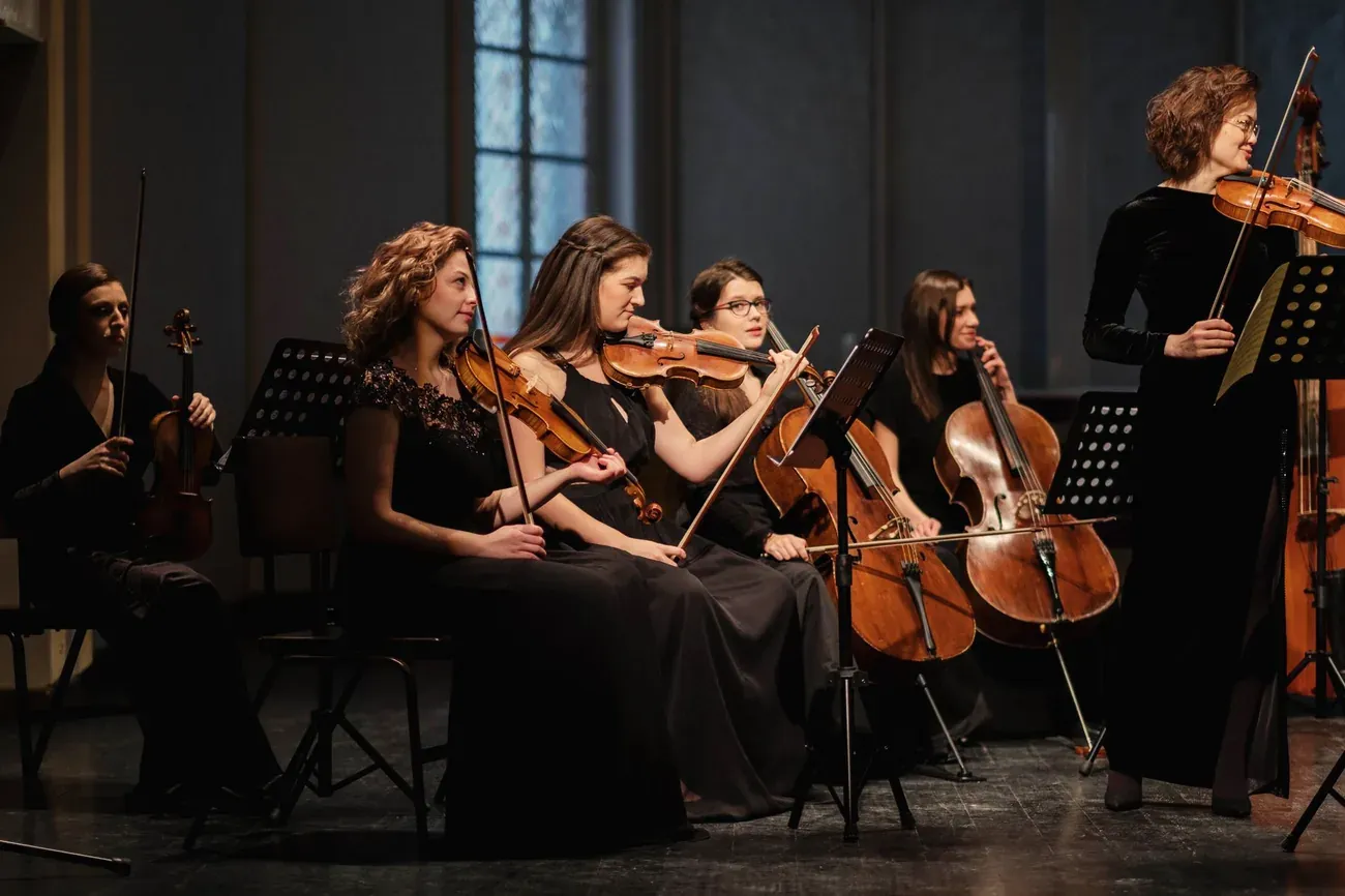 String ensemble performing a classical concert