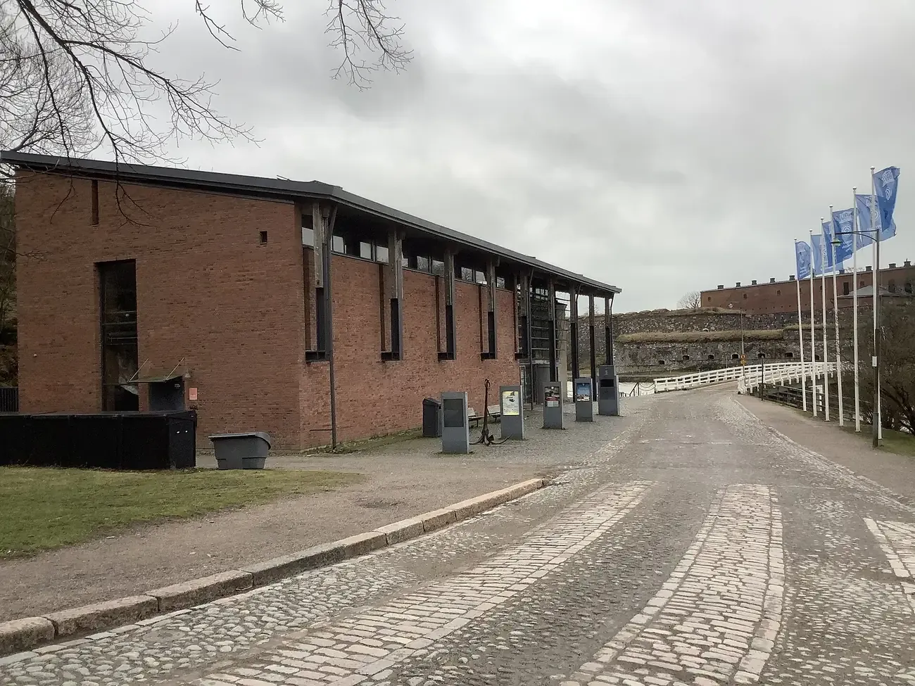 The brick building of the Suomenlinna Museum on the Suomenlinna sea fortress in Helsinki