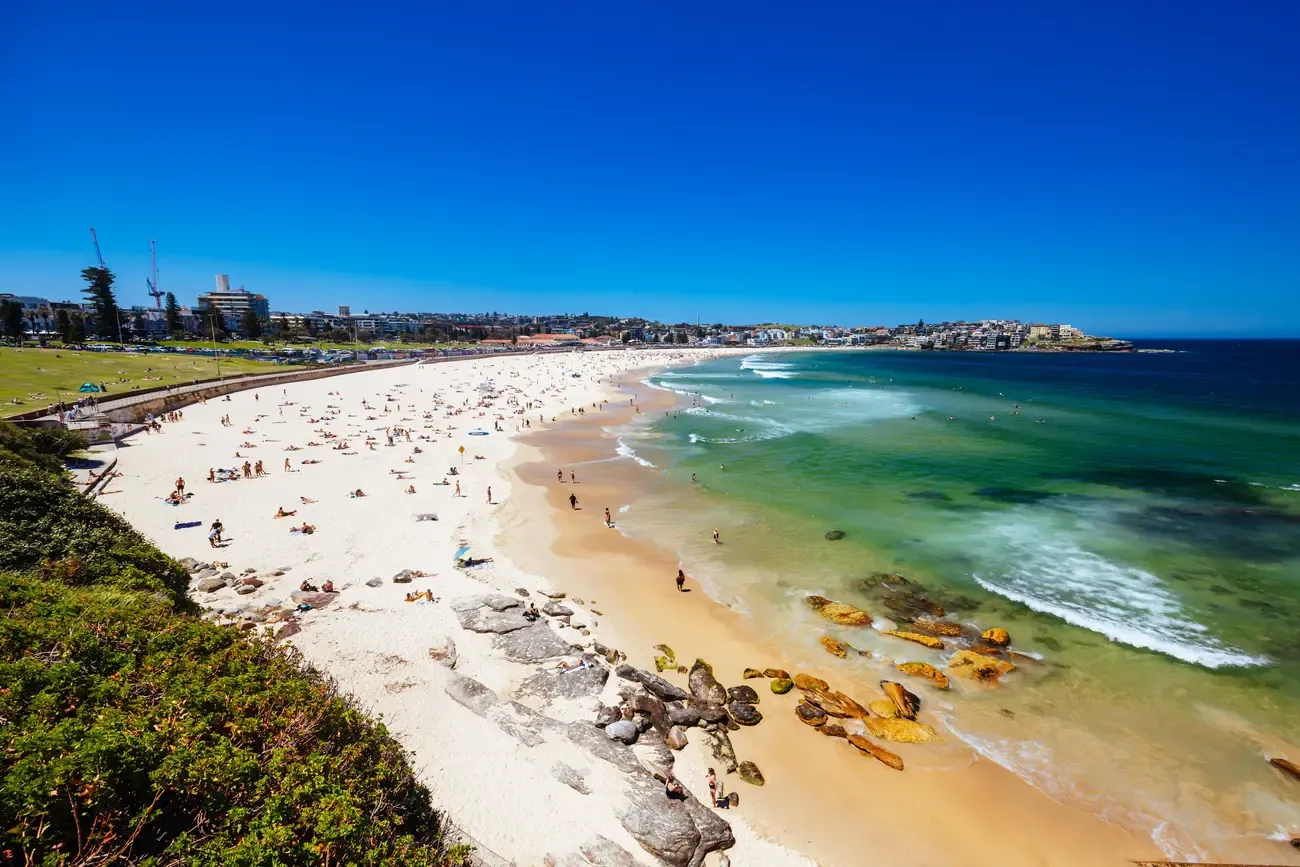 A view over Bondi Beach on a summer's day in Sydney