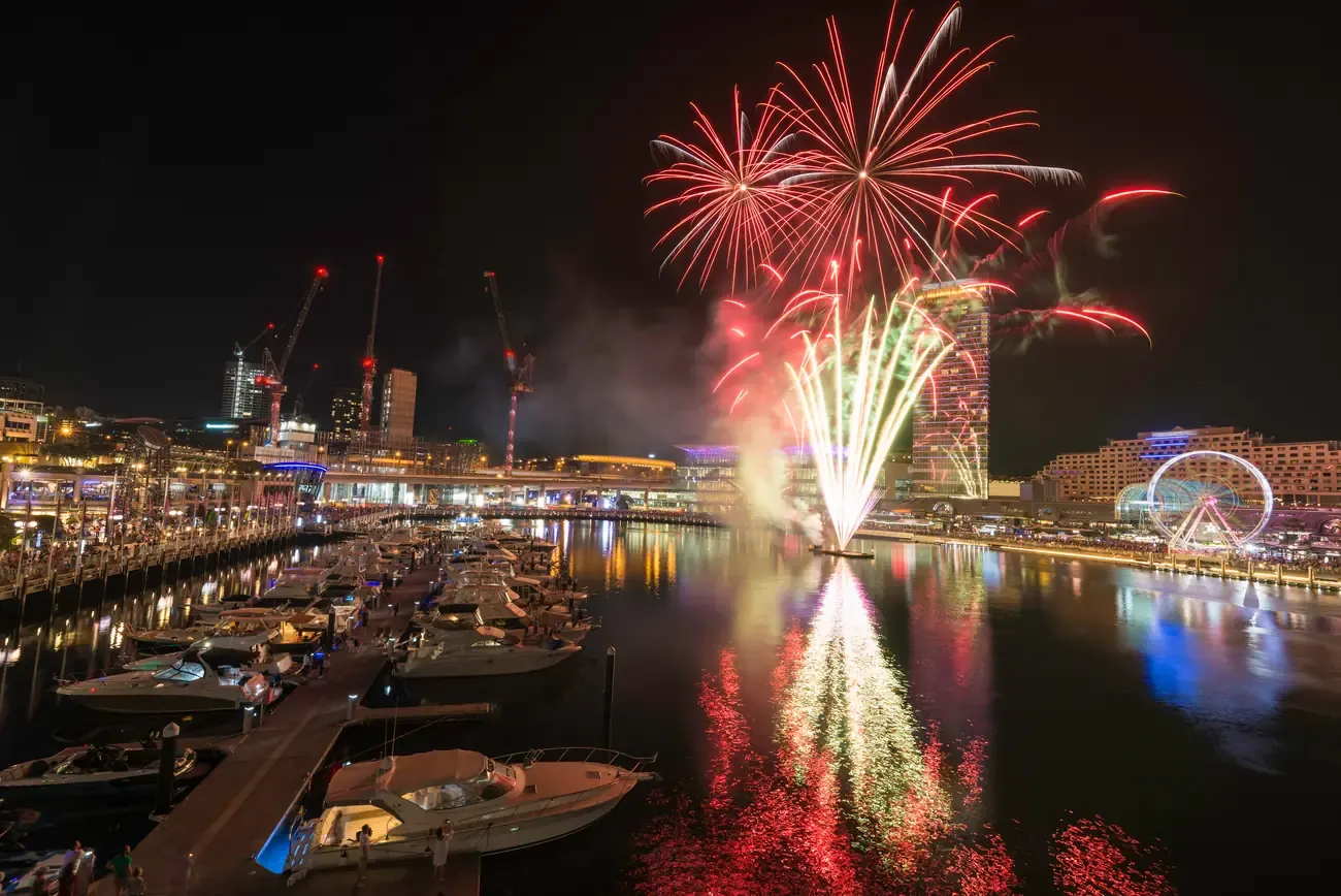 Fireworks over Darling Harbour in Sydney