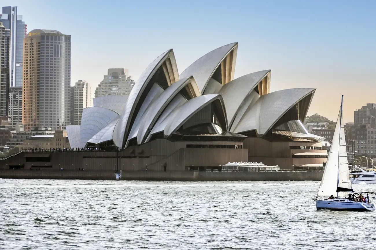 The Sydney Opera House seen from the harbour