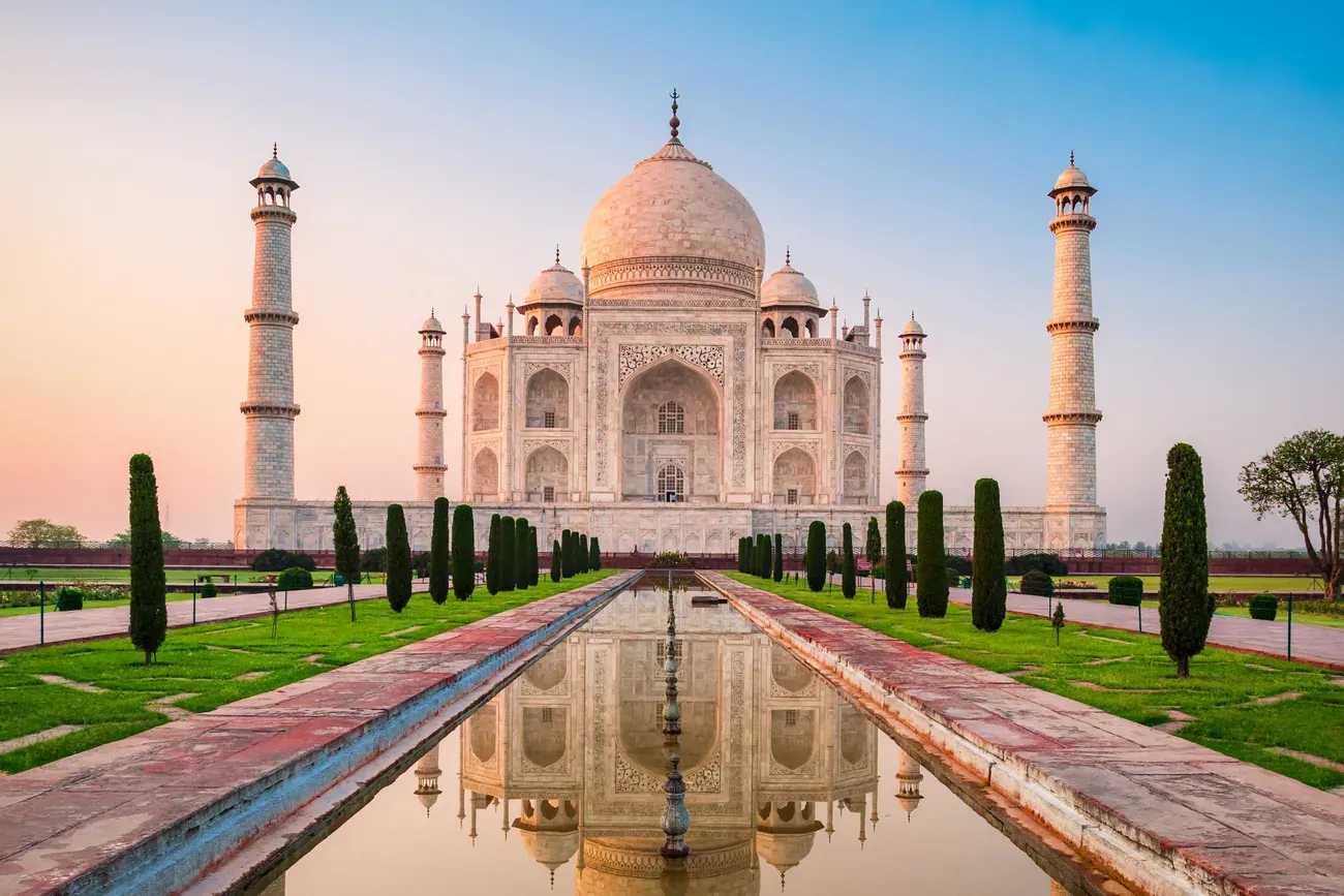 The Taj Mahal and its reflecting pool, Agra, India