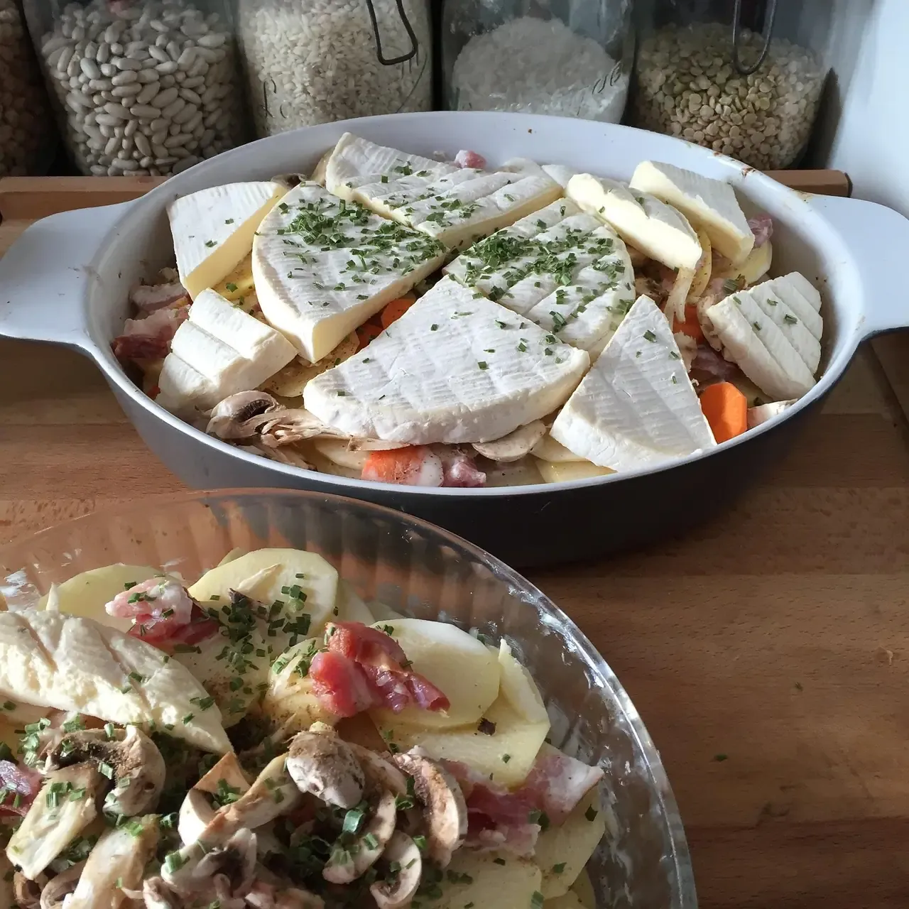 A tartiflette gratin of potatoes and melted Reblochon cheese from Savoie