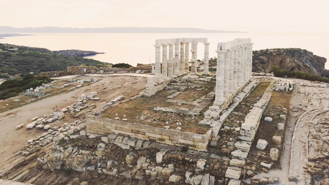 The Temple of Poseidon at Sounion seen from above