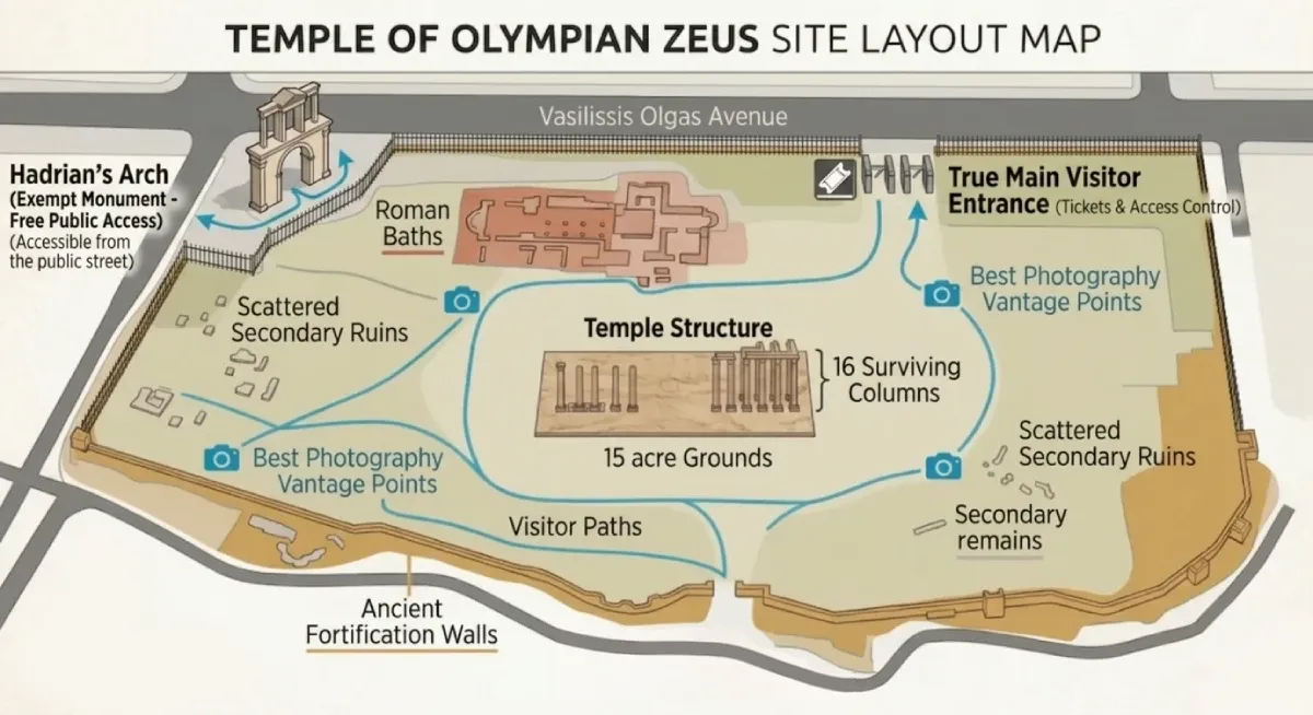 Plan du temple de Zeus Olympien