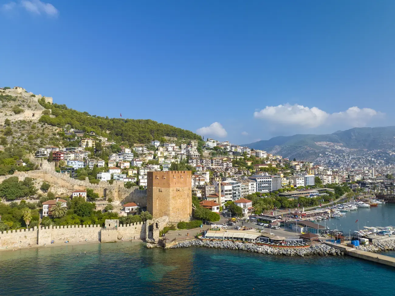 Aerial view of the bay of Alanya on Turkey's Mediterranean coast.