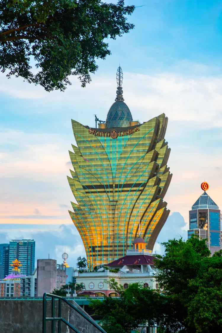 The Grand Lisboa tower rising over central Macau.