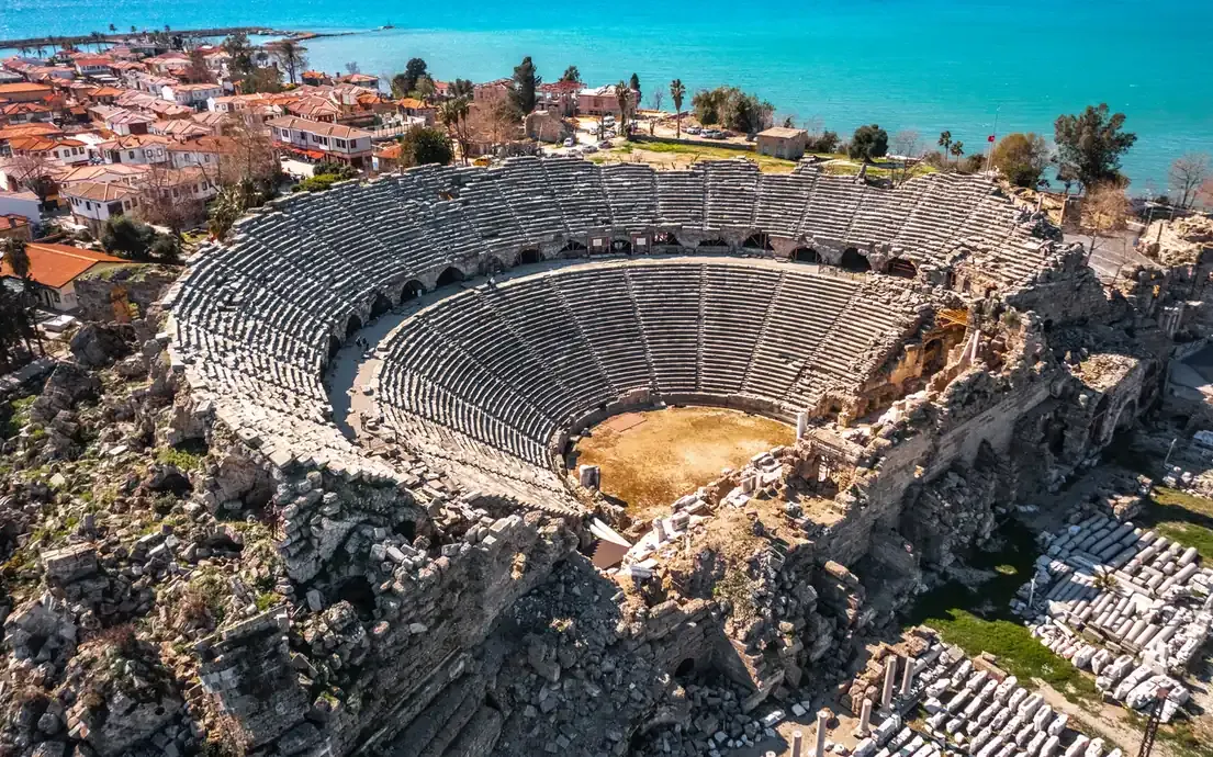 The Roman theatre of Side on the coast near Antalya.