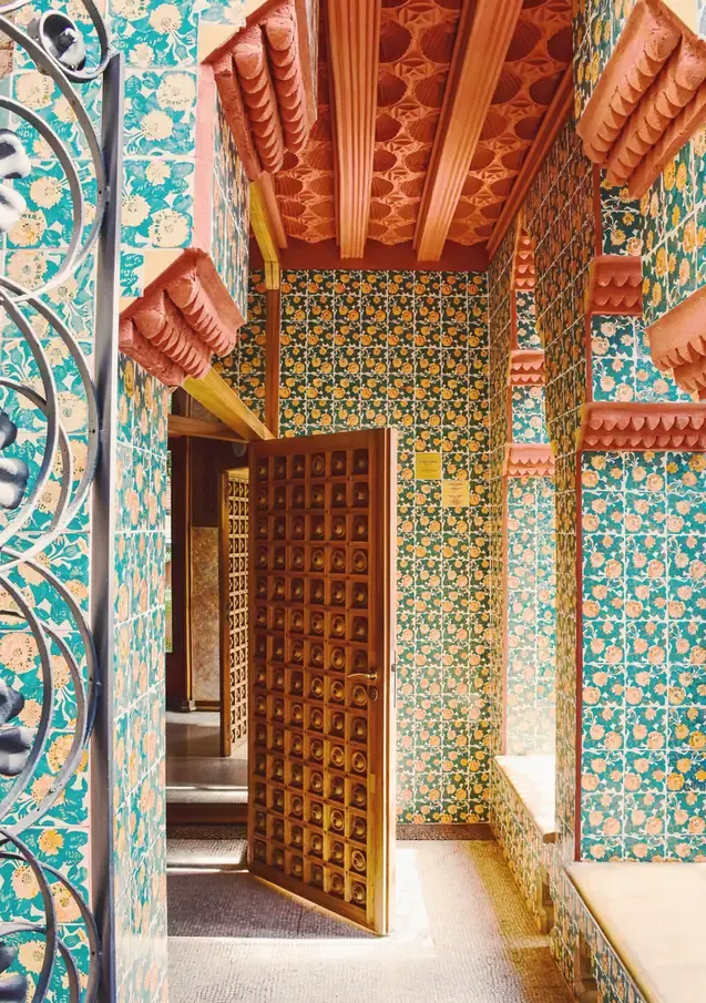 Tiled entrance porch of Casa Vicens in Barcelona
