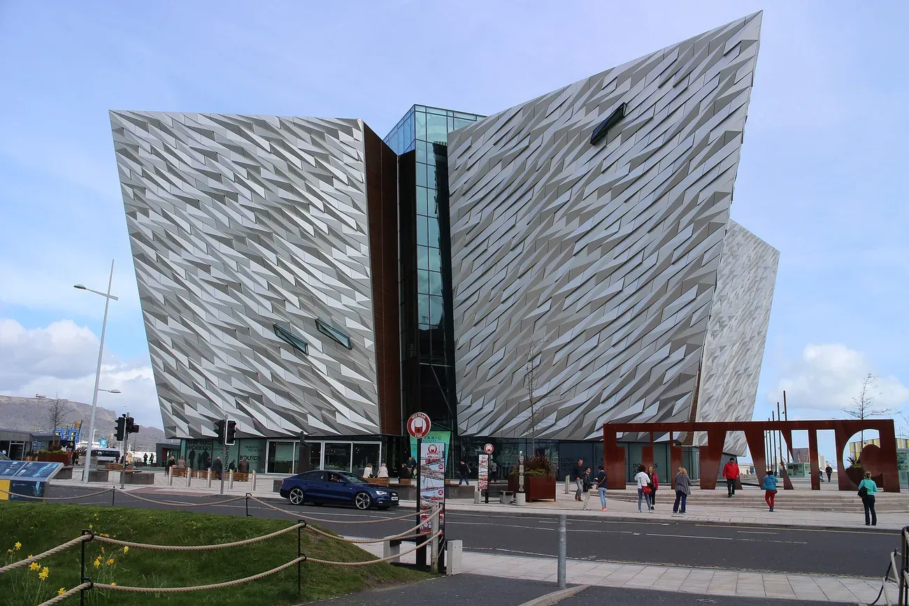 The angular, metal-clad Titanic Belfast building in the Titanic Quarter of Belfast