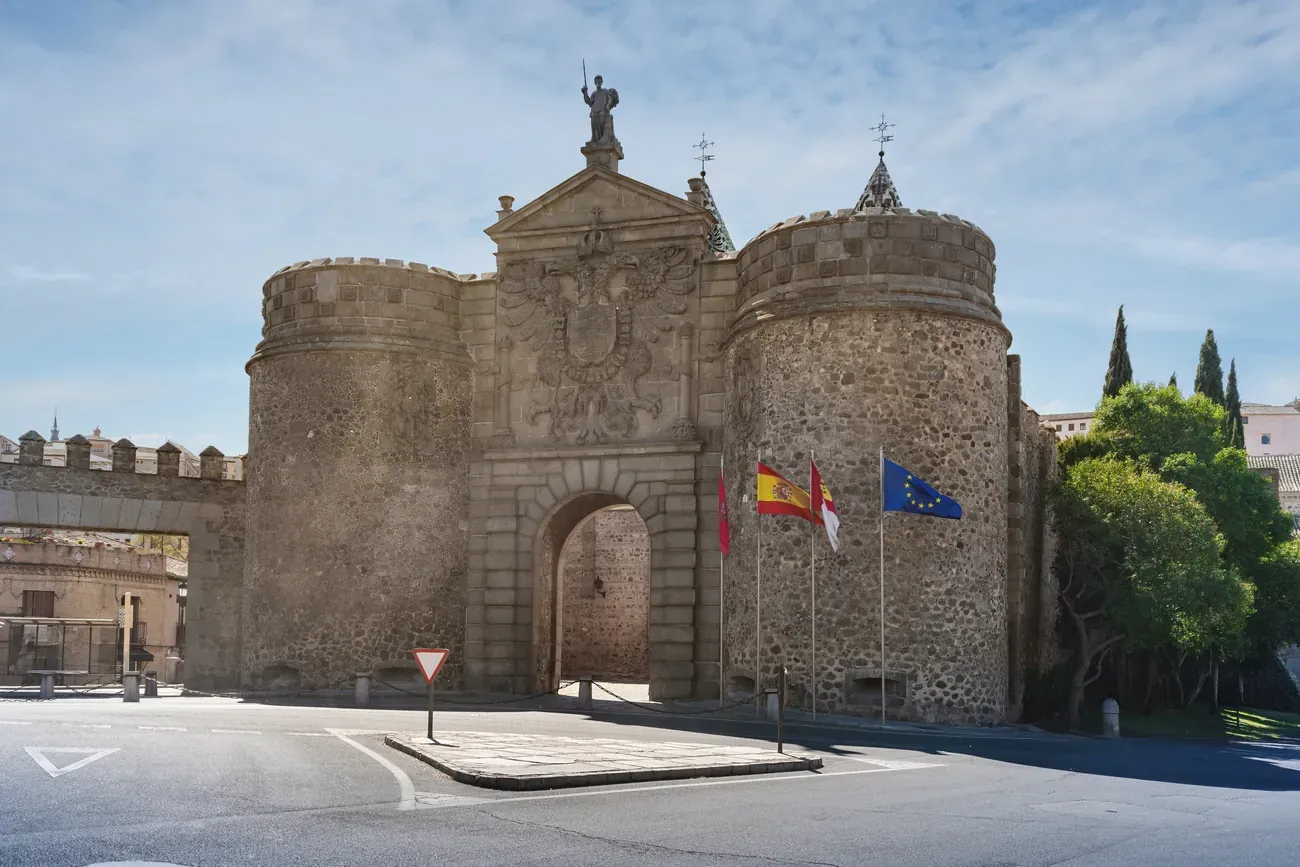 The Puerta de Bisagra Nueva city gate in Toledo